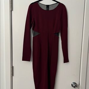 Babaton Deep Red Long Sleeve Dress